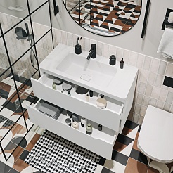 Vivon Тумба под раковину Shelly 90 подвесная белая матовая – фотография-7